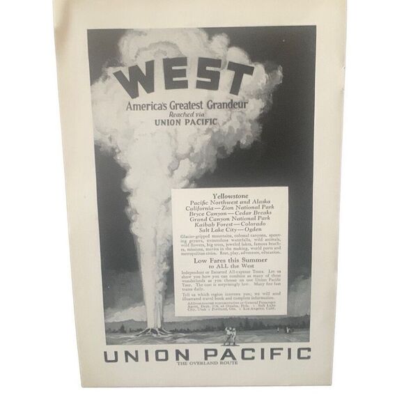 Vintage 1927 Union Pacific West Americas Grandeur Ad Advertisement - Picture 2 of 6